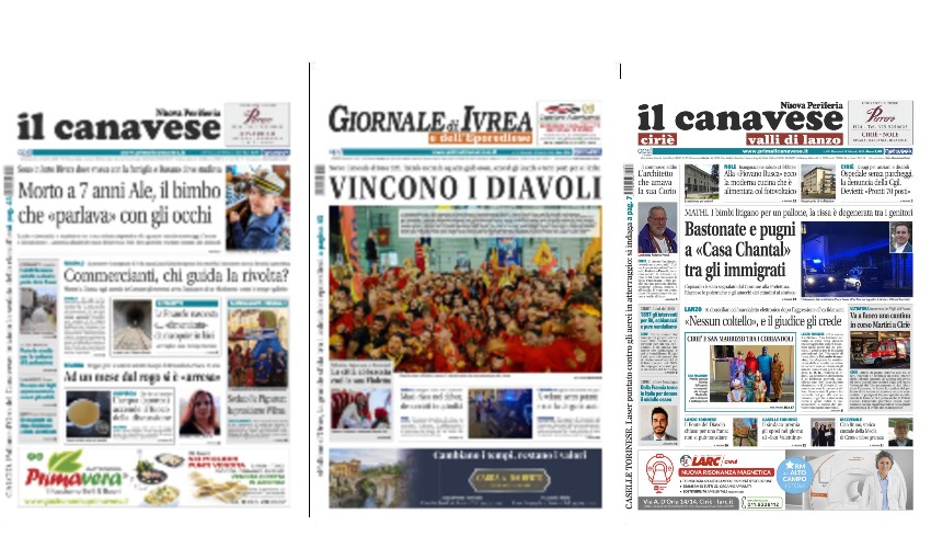 Il Canavese e Il Giornale di Ivrea (del 18 febbraio) in edicola. Ecco le prime pagine