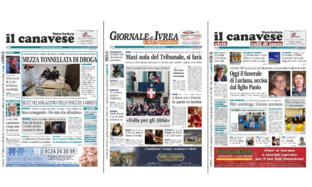 Il Canavese e Il Giornale di Ivrea (del 4 febbraio) in edicola. Ecco le prime pagine