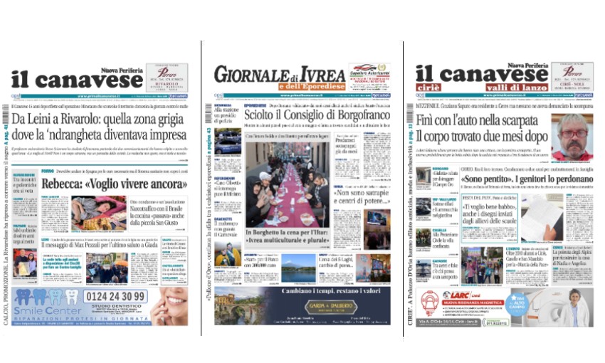 Il Canavese e Il Giornale di Ivrea (del 18 marzo) in edicola. Ecco le prime pagine