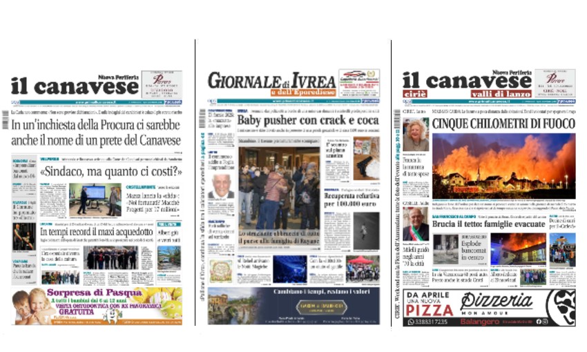Il Canavese e Il Giornale di Ivrea (del 01 aprile) in edicola. Ecco le prime pagine