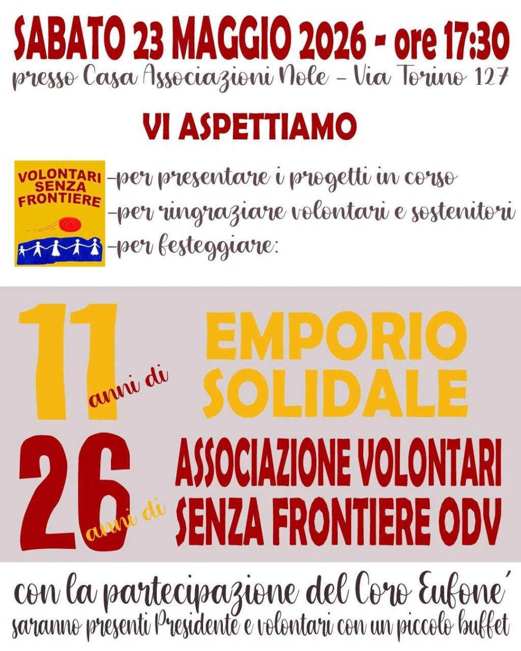 Undici anni di Emporio Solidale e 26 di Associazione Volontari Senza Frontiere