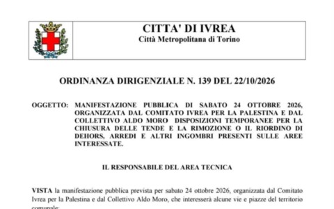 Ordinanza sicurezza per la manifestazione a Ivrea